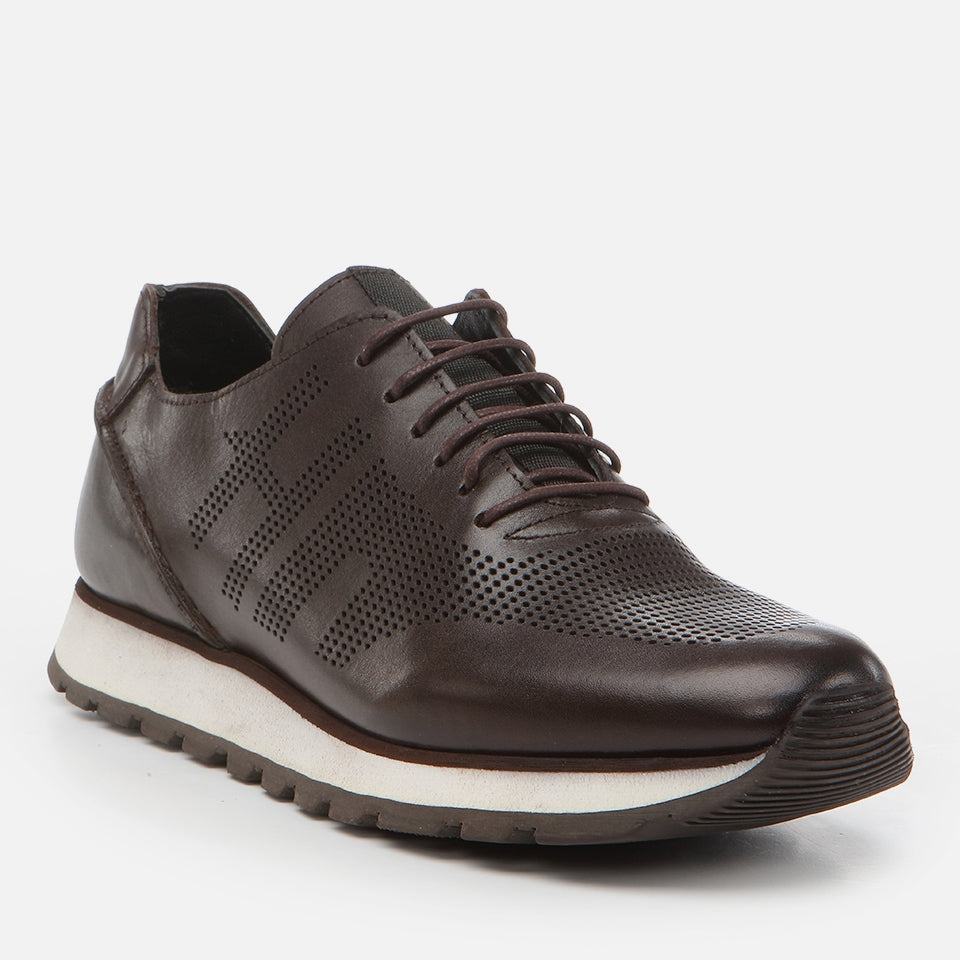 Genuine Leather Brown Men's Sports Shoes