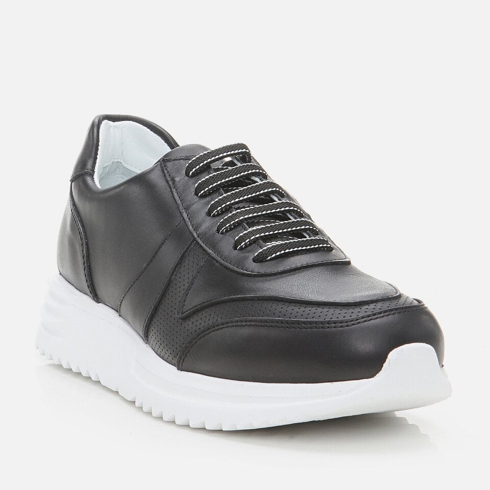 Genuine Leather Black Men's Sneakers