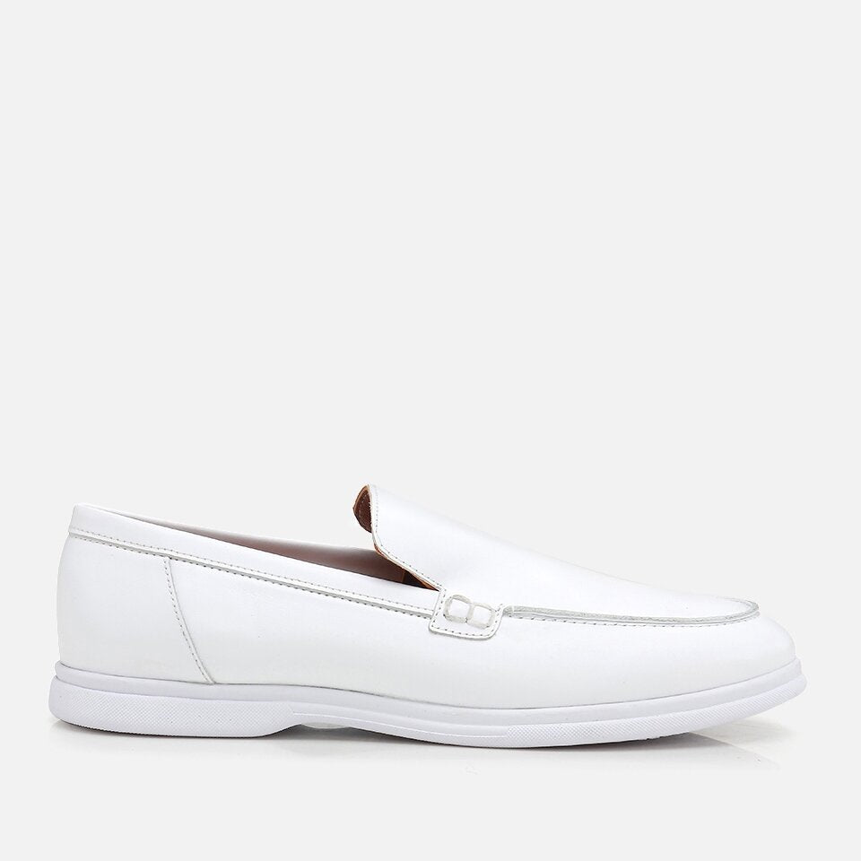 Genuine Leather White Men's Loafer