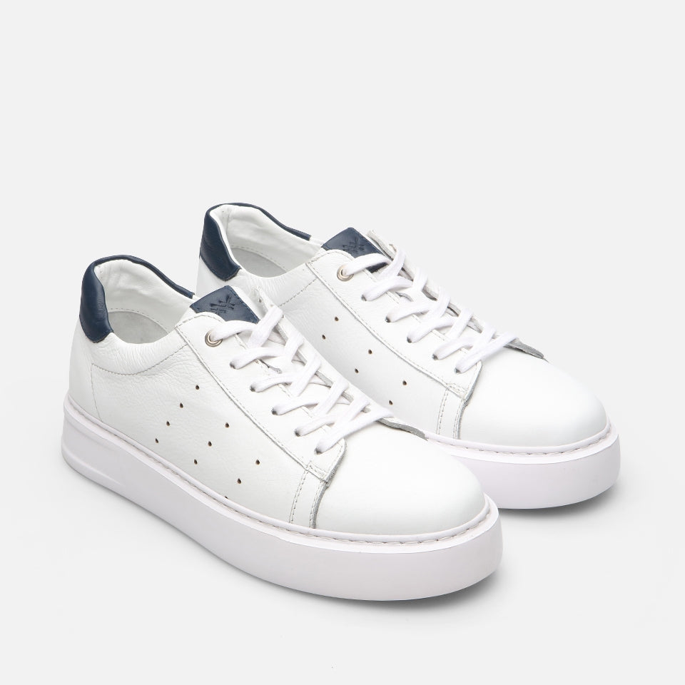 Genuine Leather White Casual Men's Sneakers