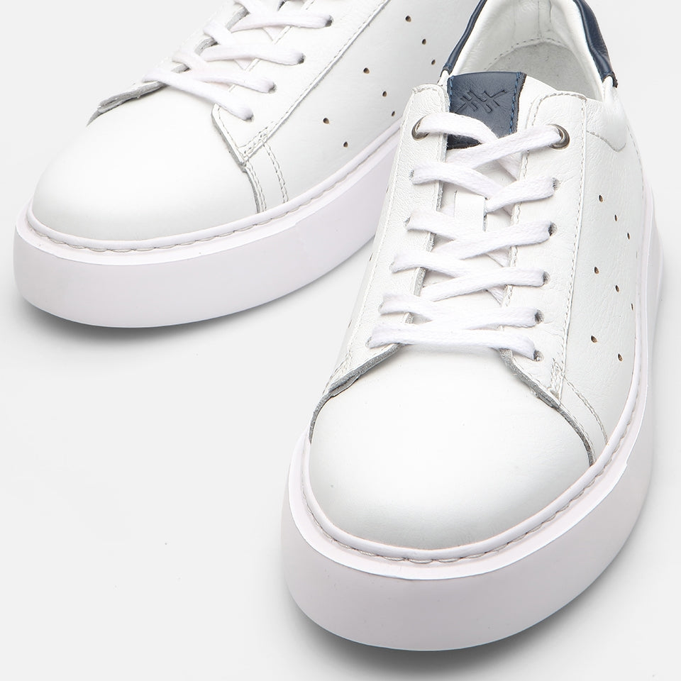 Genuine Leather White Casual Men's Sneakers