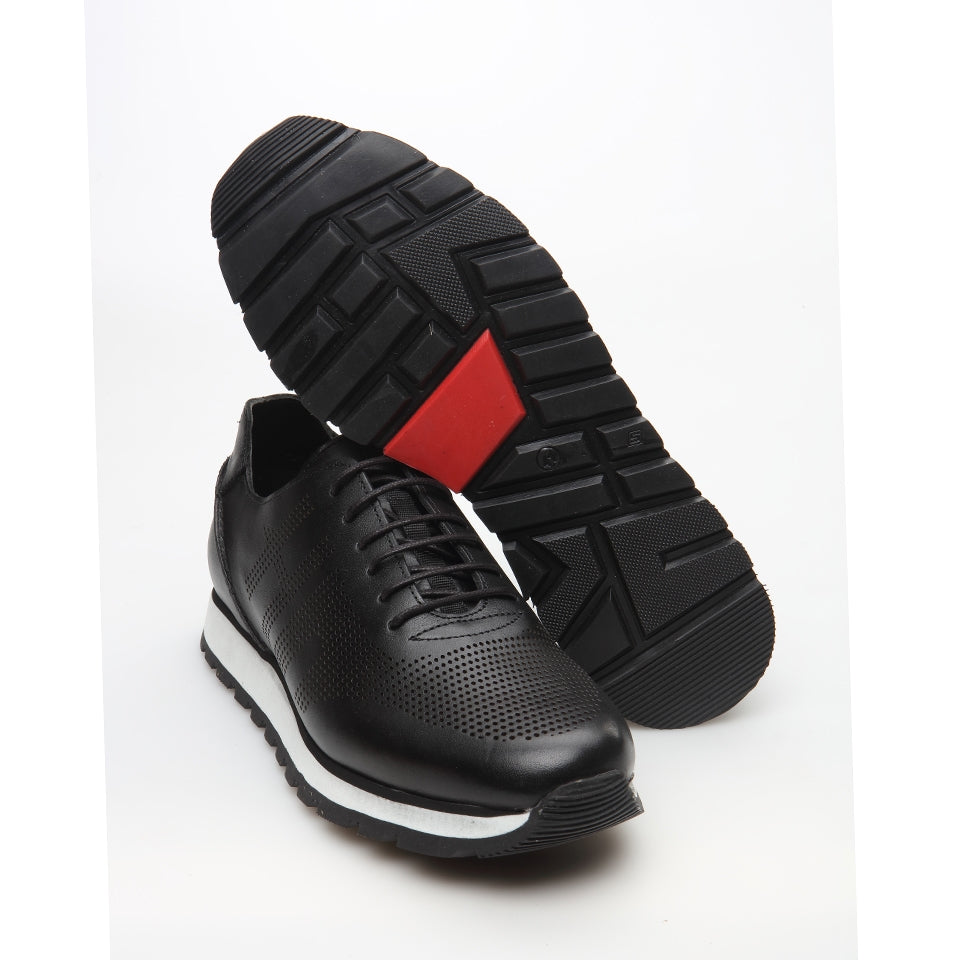 Genuine Leather Black Men's Sports Shoes