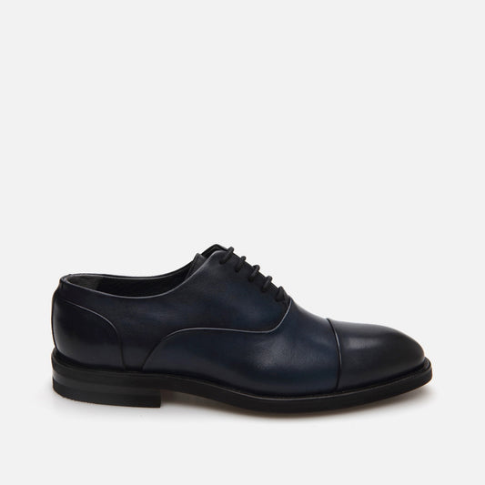 Genuine Leather Navy Blue Men's Classic Shoes