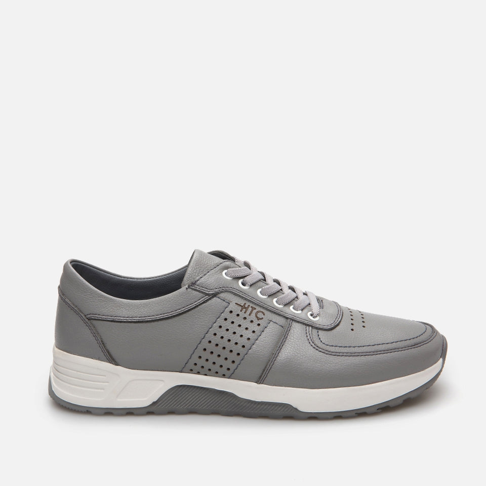 Genuine Leather Gray Men's Sneakers