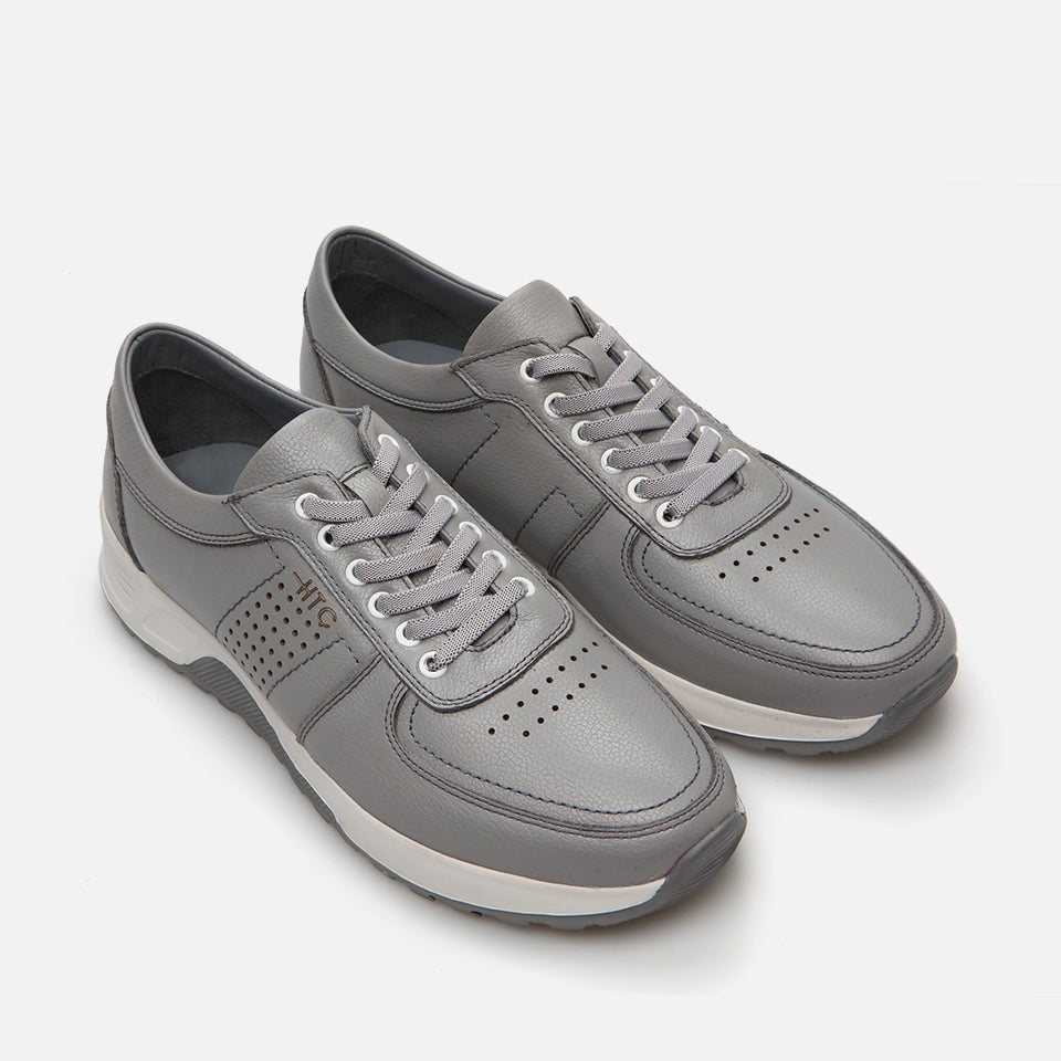 Genuine Leather Gray Men's Sneakers