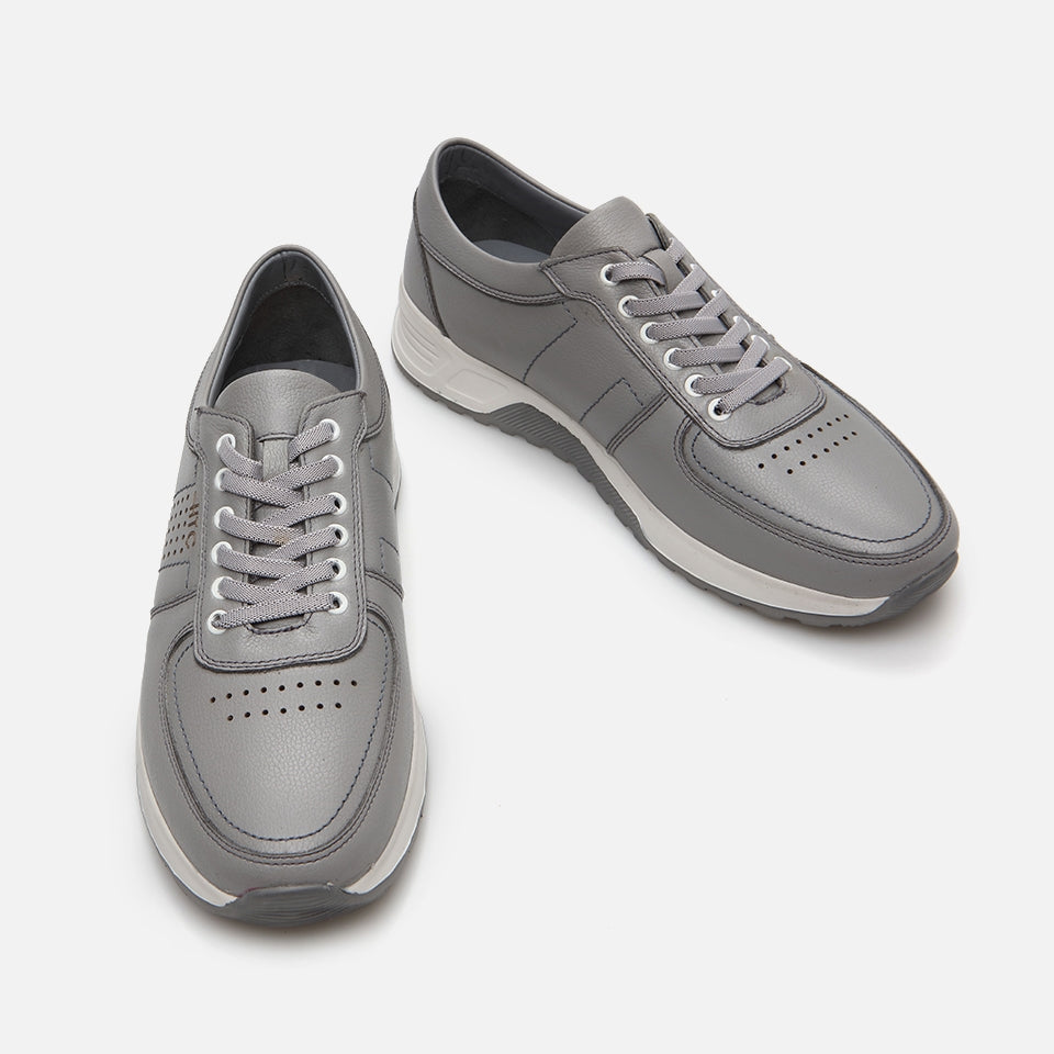 Genuine Leather Gray Men's Sneakers