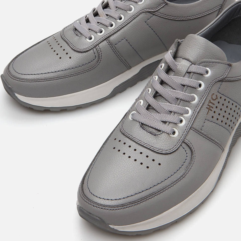 Genuine Leather Gray Men's Sneakers