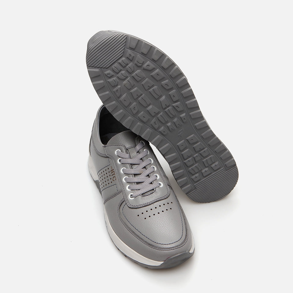 Genuine Leather Gray Men's Sneakers