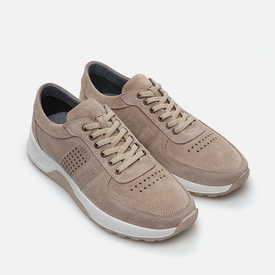 Genuine Leather Beige Men's Sneakers