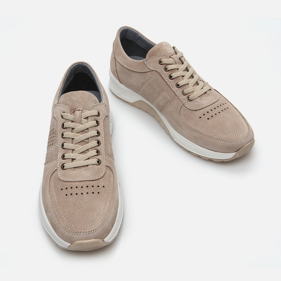 Genuine Leather Beige Men's Sneakers