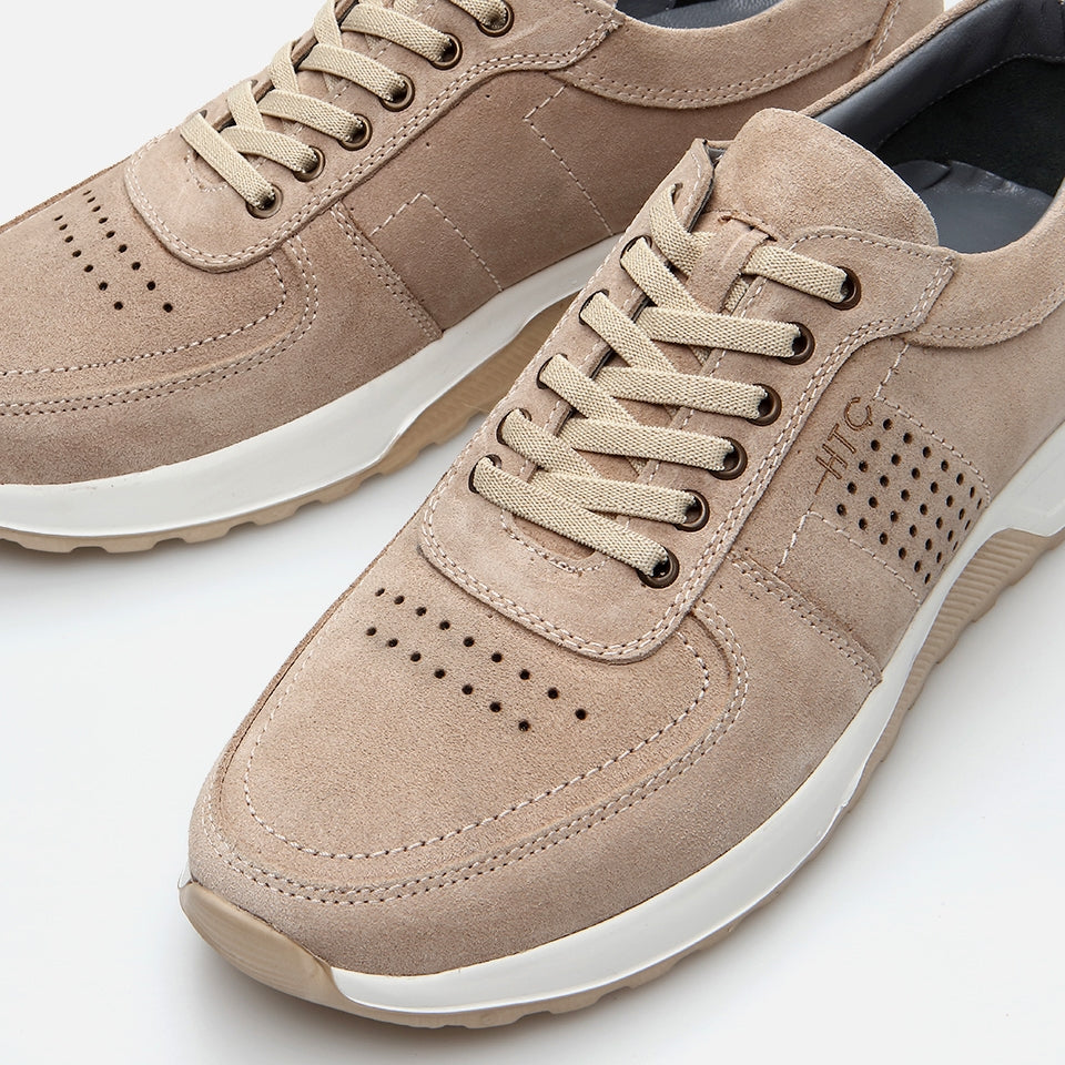 Genuine Leather Beige Men's Sneakers