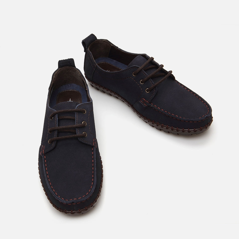 Genuine Leather Navy Blue Men's Casual Shoes