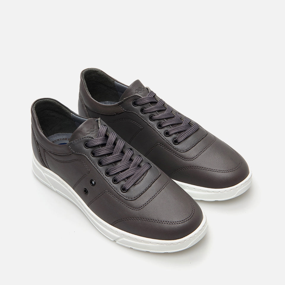 Genuine Leather Gray Men's Sneakers