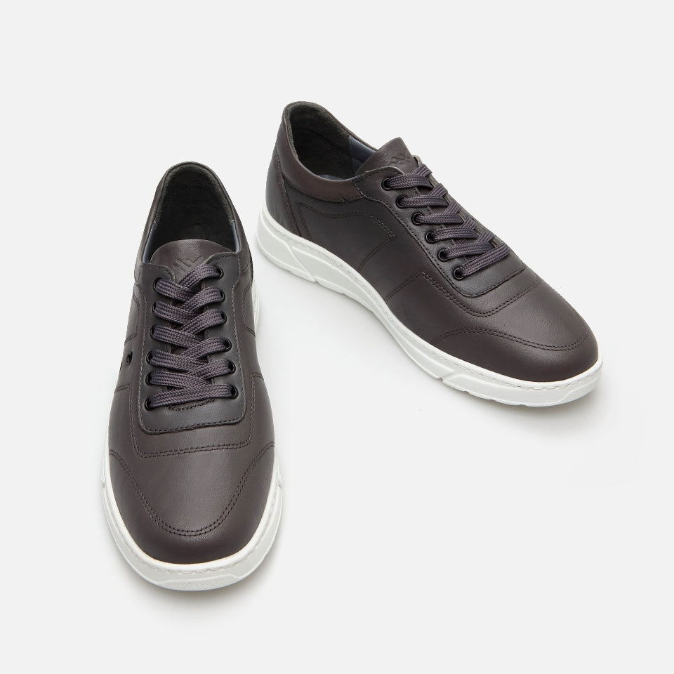 Genuine Leather Gray Men's Sneakers