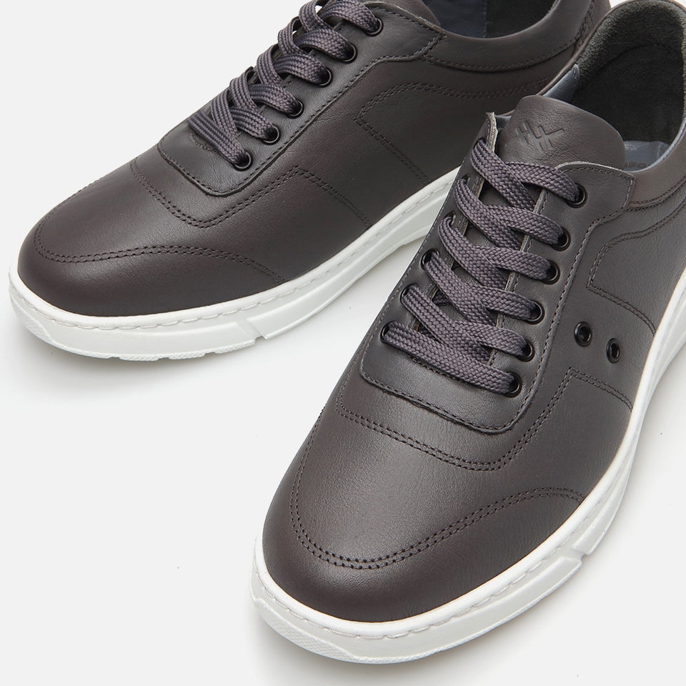 Genuine Leather Gray Men's Sneakers