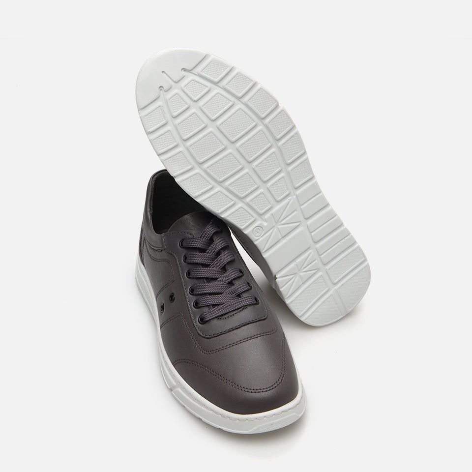 Genuine Leather Gray Men's Sneakers