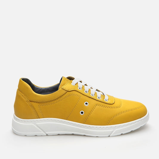 Genuine Leather Yellow Men's Sports Shoes