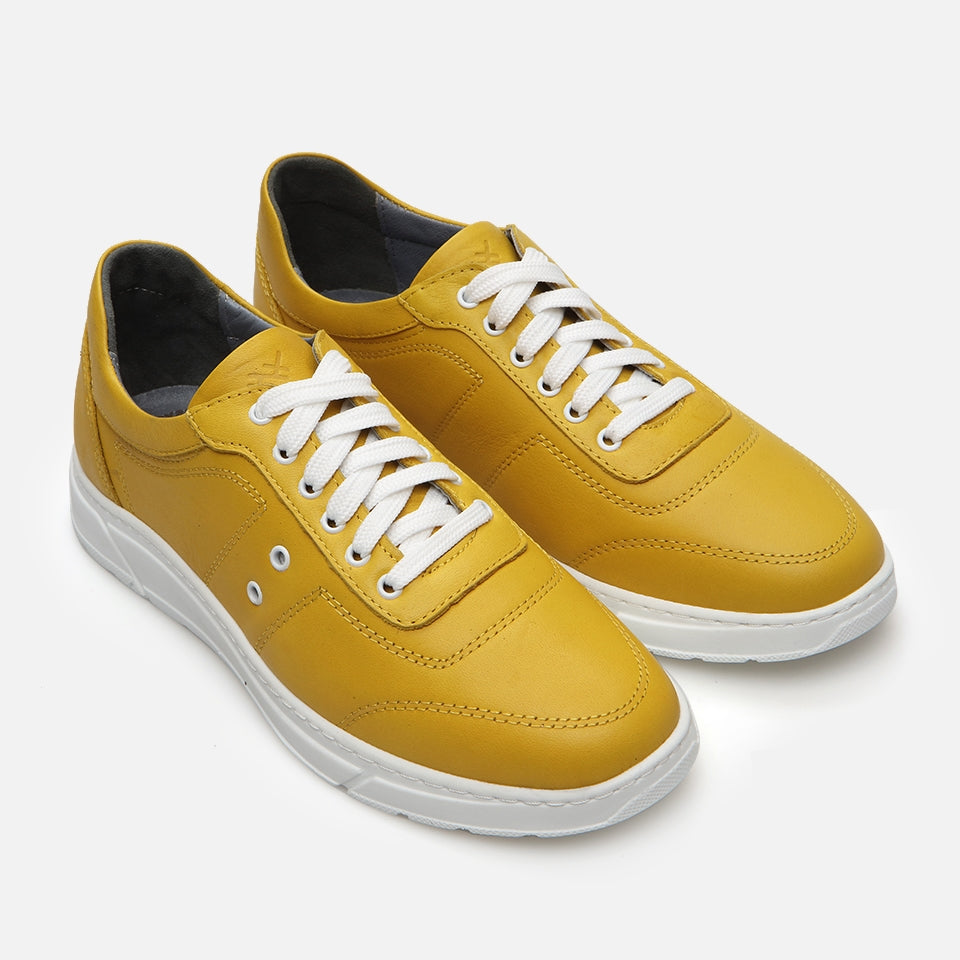 Genuine Leather Yellow Men's Sports Shoes