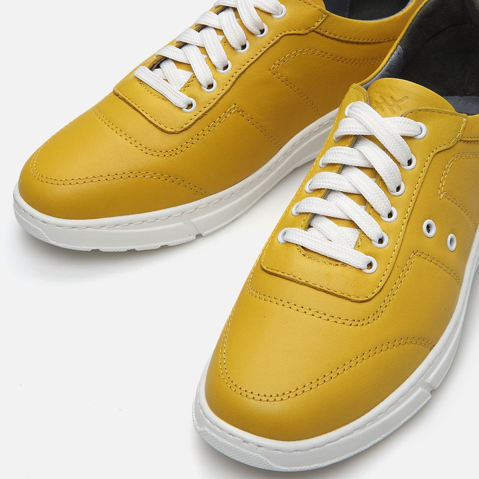 Genuine Leather Yellow Men's Sports Shoes