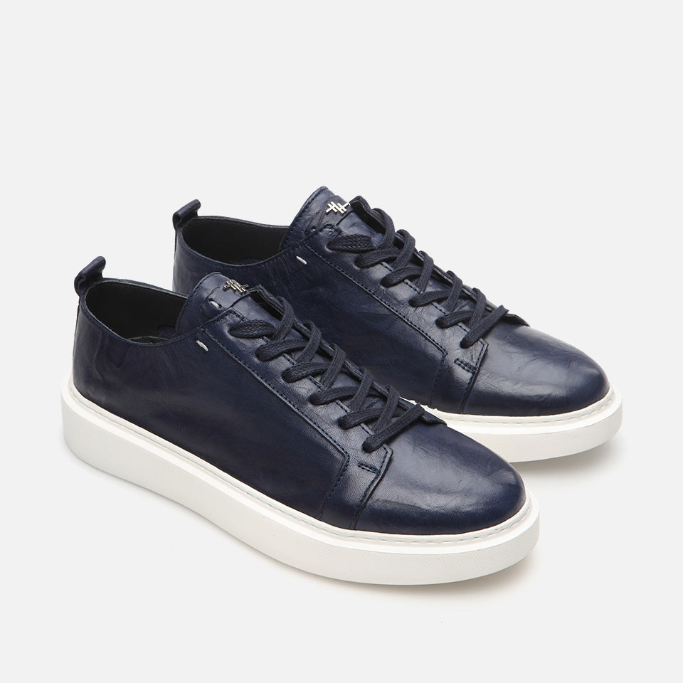 Genuine Leather Navy Blue Men's Casual Shoes