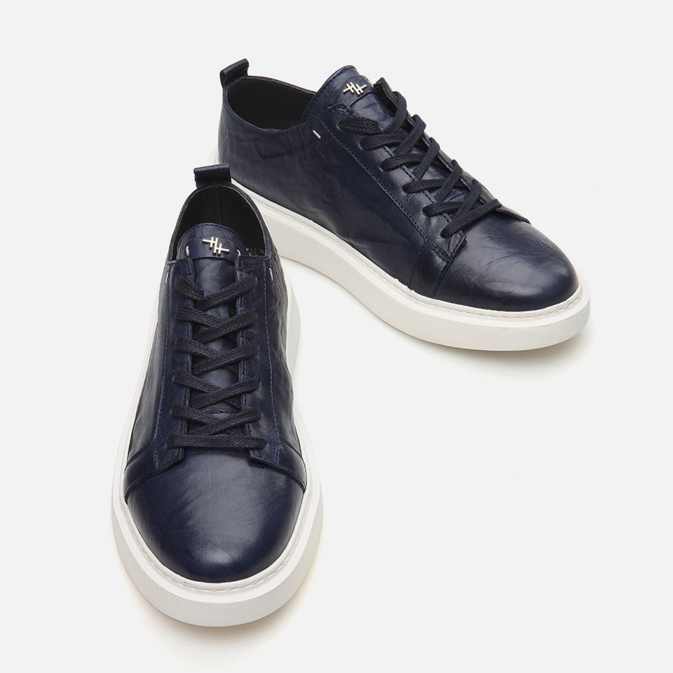 Genuine Leather Navy Blue Men's Casual Shoes