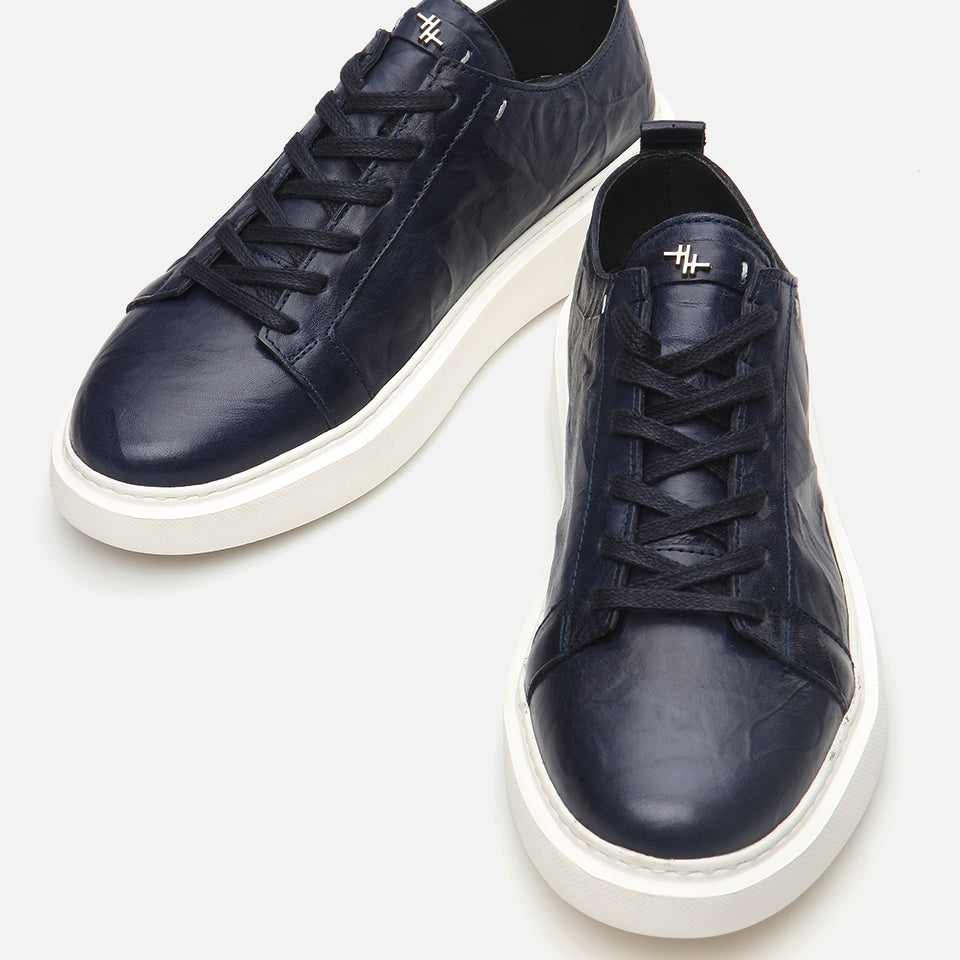 Genuine Leather Navy Blue Men's Casual Shoes