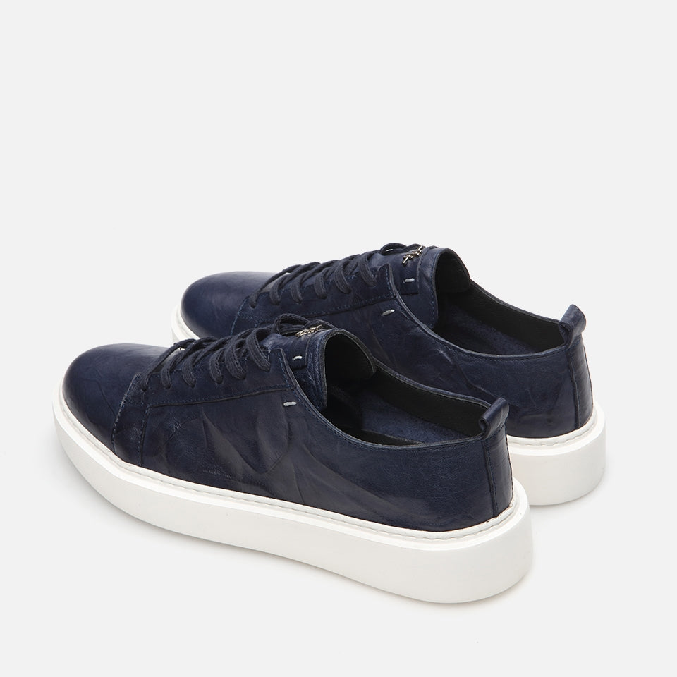 Genuine Leather Navy Blue Men's Casual Shoes