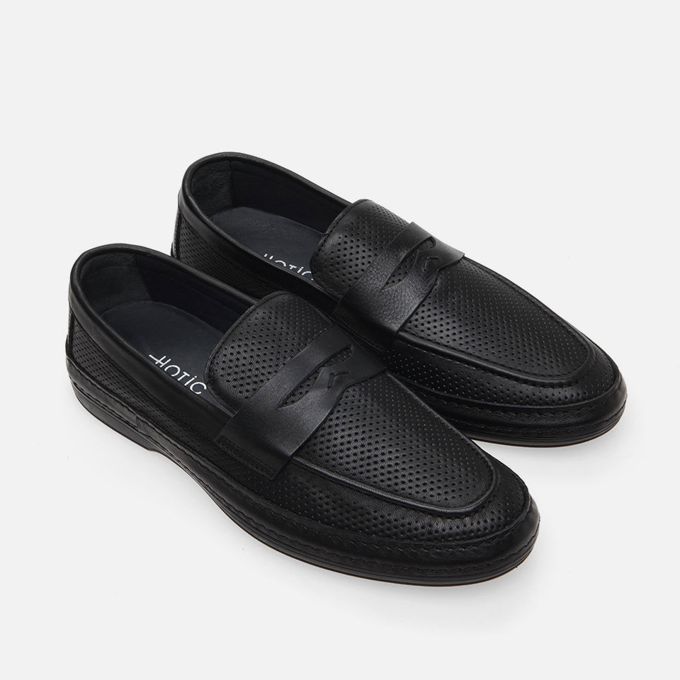 Genuine Leather Black Men's Loafer