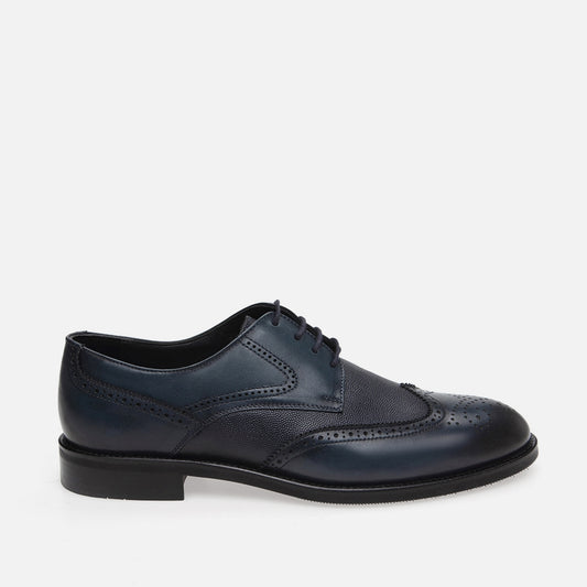 Genuine Leather Navy Blue Men's Classic Shoe