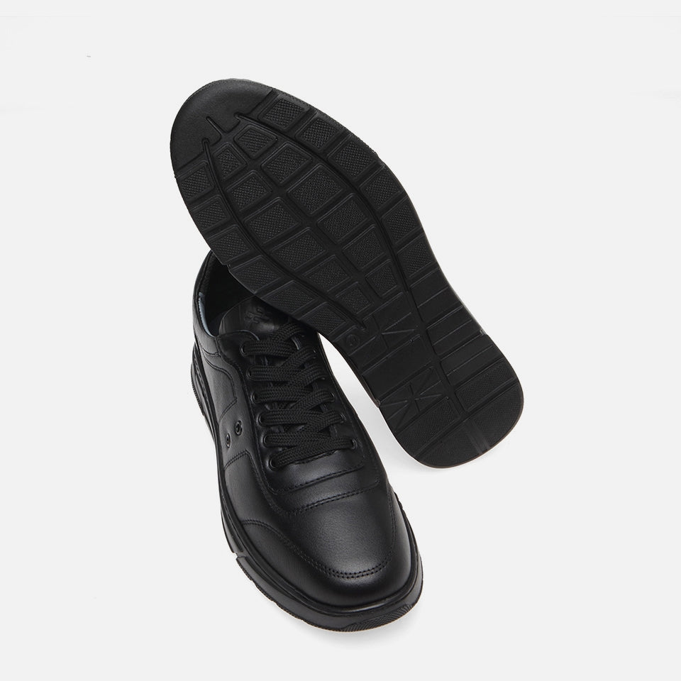 Genuine Leather Black Men's Sneakers