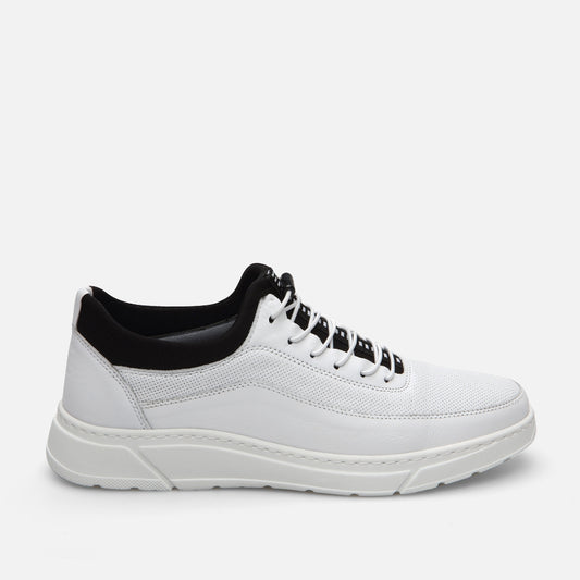 Genuine Leather White Men's Sneakers