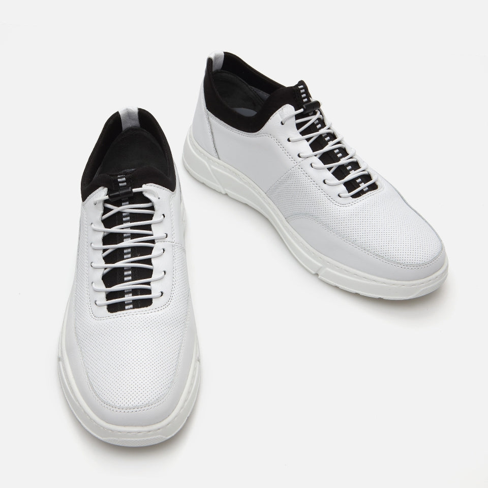 Genuine Leather White Men's Sneakers