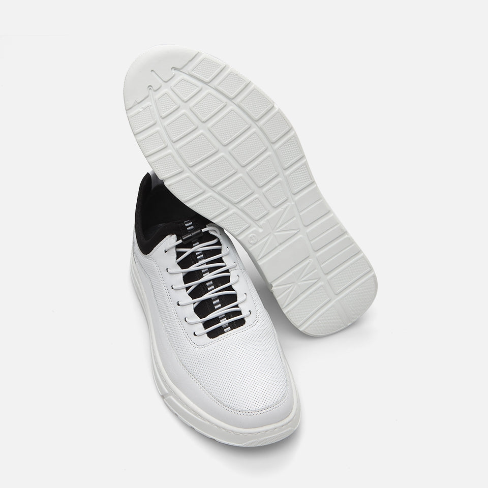 Genuine Leather White Men's Sneakers