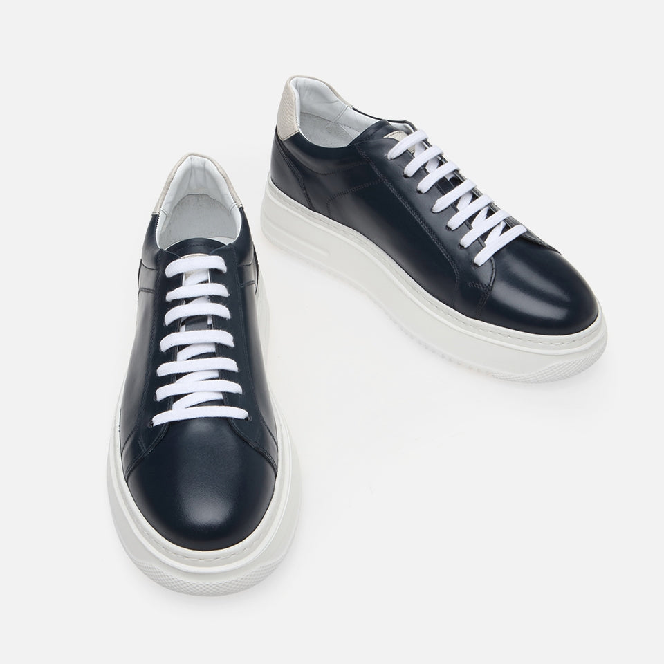 Genuine Leather Navy Blue Men's Casual Shoes