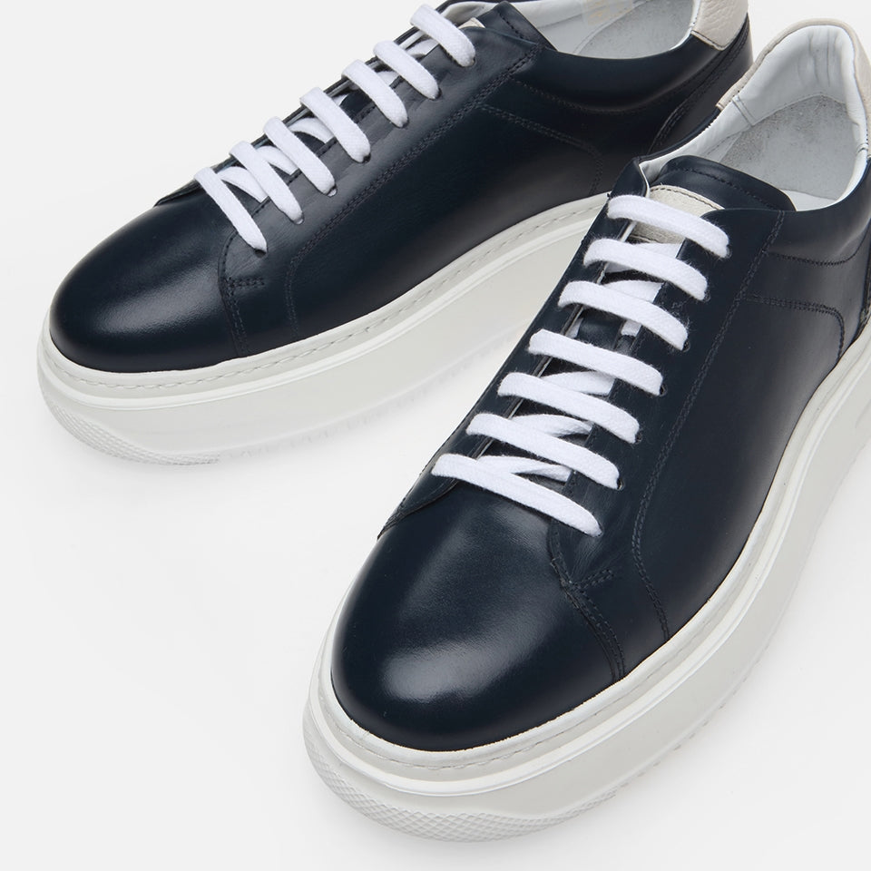 Genuine Leather Navy Blue Men's Casual Shoes