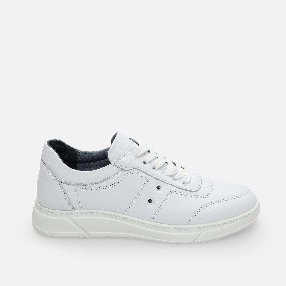 Genuine Leather White Men's Sports Shoes