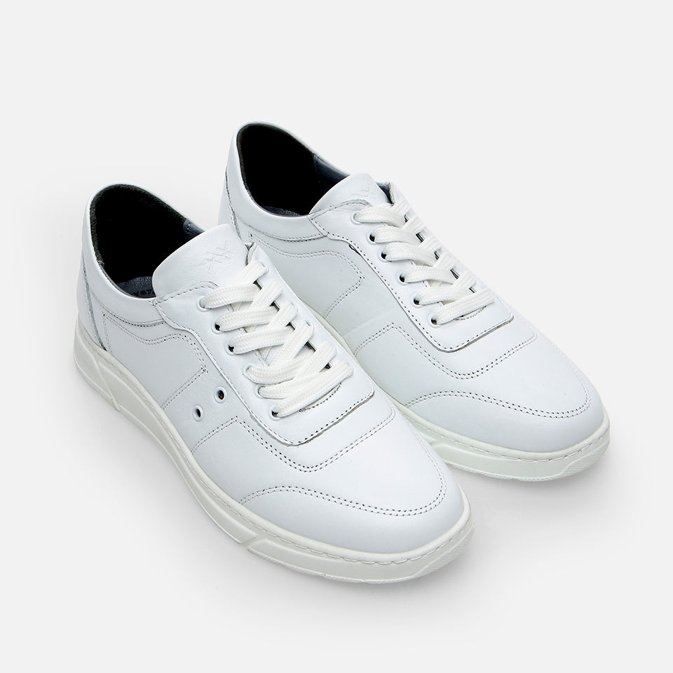 Genuine Leather White Men's Sports Shoes