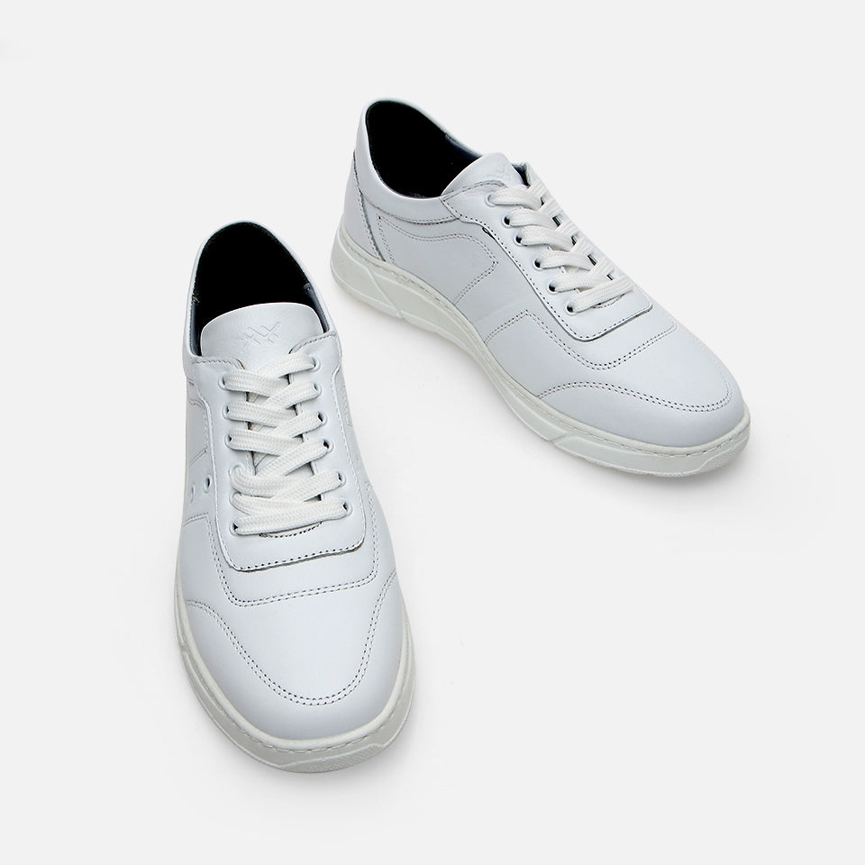 Genuine Leather White Men's Sports Shoes