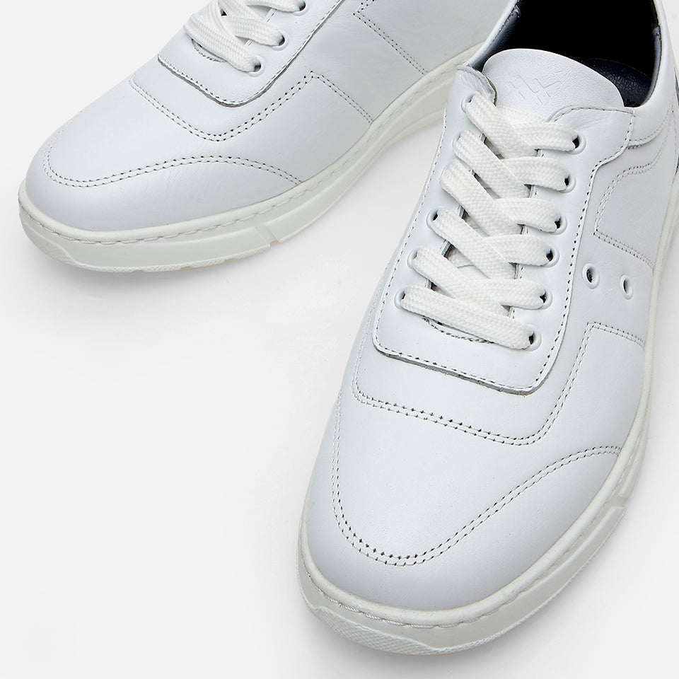 Genuine Leather White Men's Sports Shoes