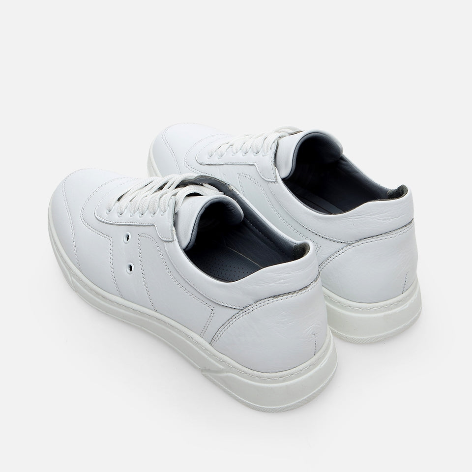 Genuine Leather White Men's Sports Shoes