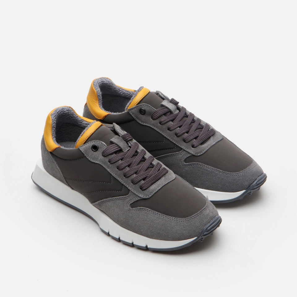 Genuine Leather Gray Men's Sneakers