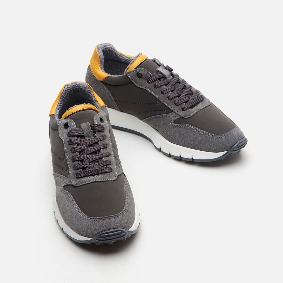 Genuine Leather Gray Men's Sneakers