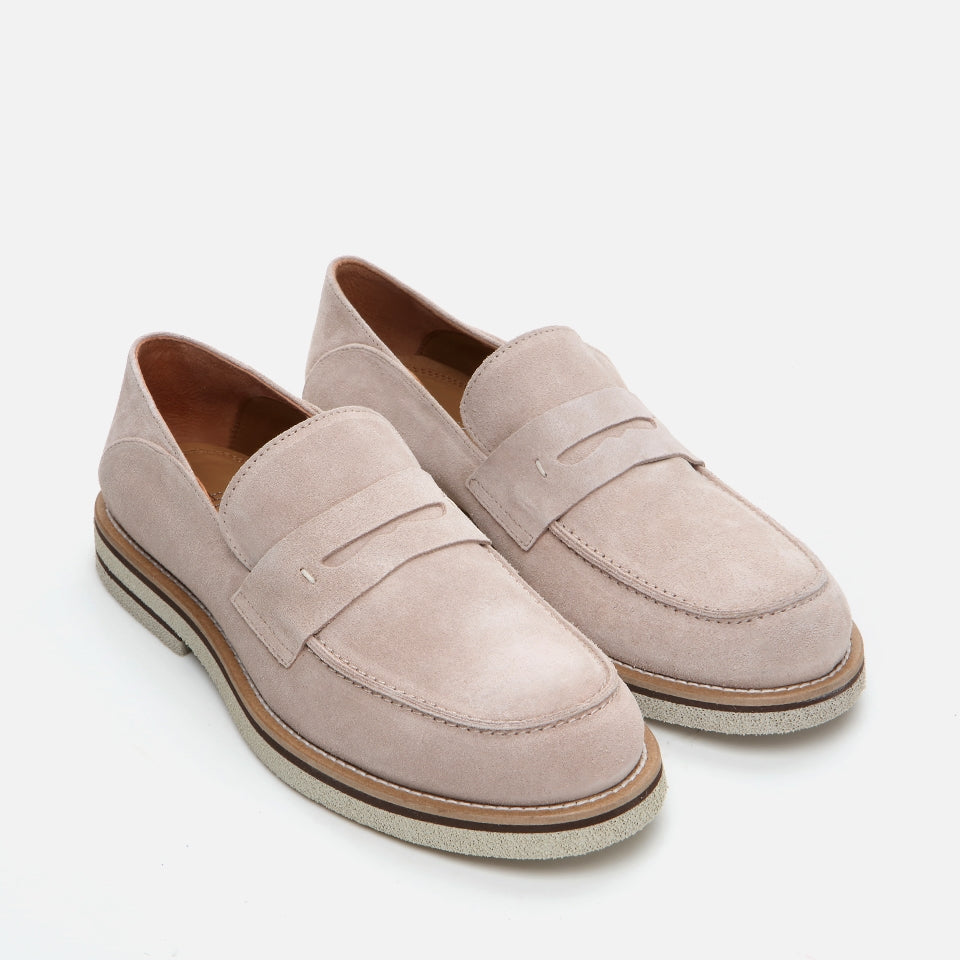 Genuine Leather Beige Men's Loafer