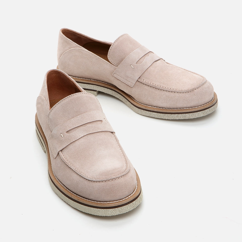 Genuine Leather Beige Men's Loafer