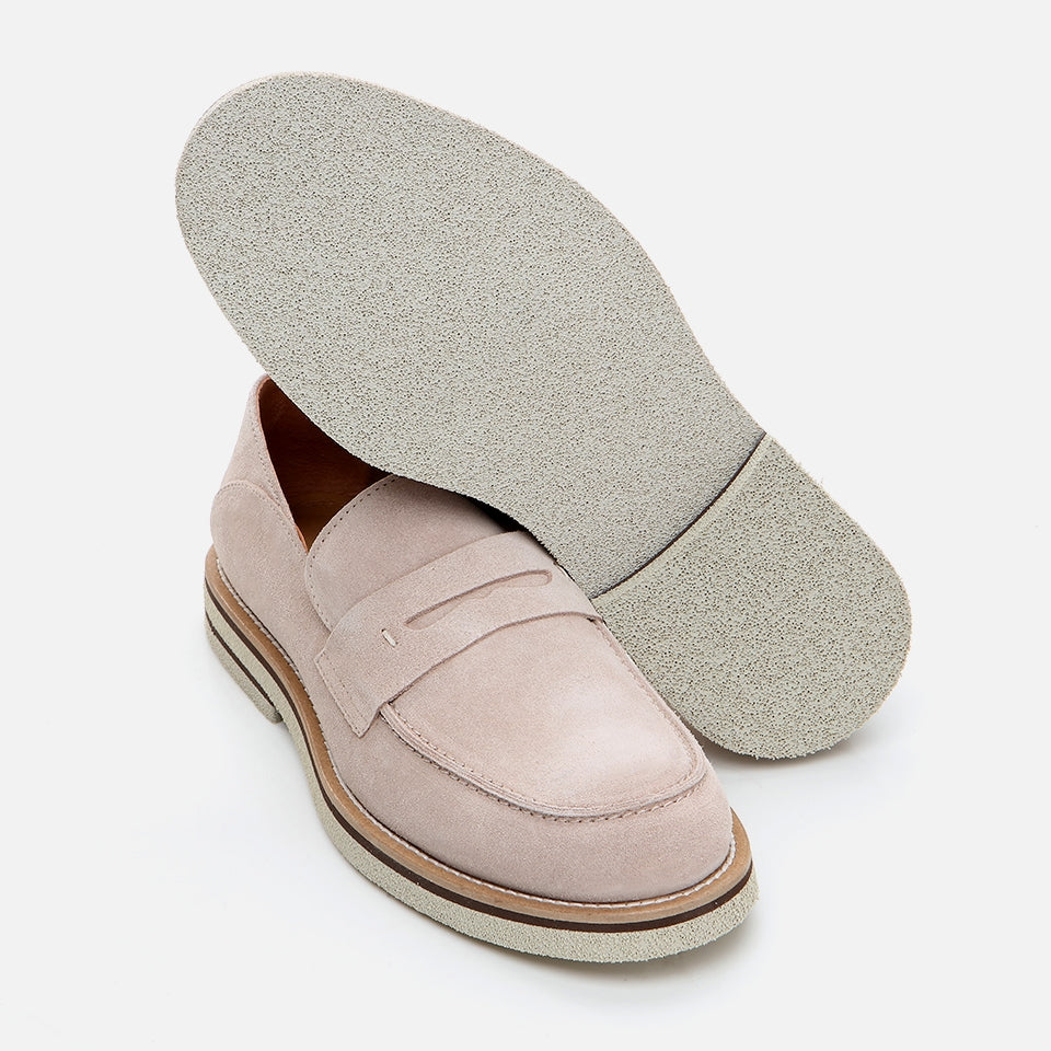 Genuine Leather Beige Men's Loafer