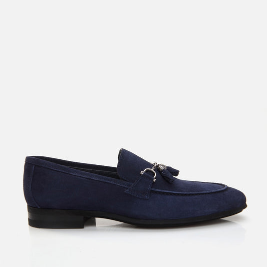 Genuine Leather Navy Blue Men's Loafer