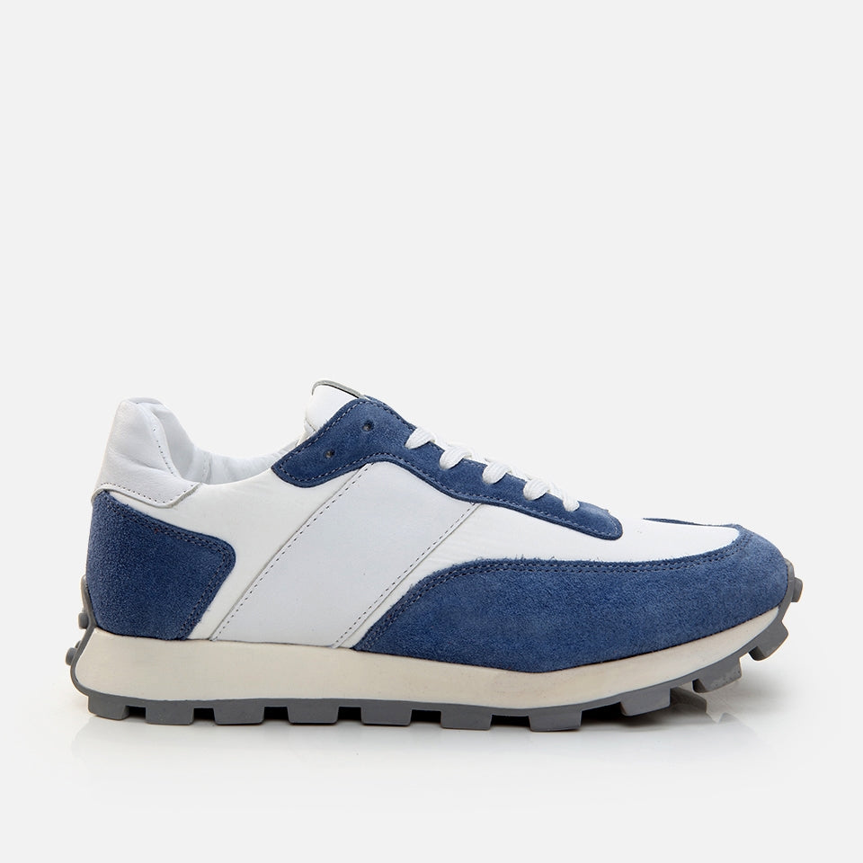 Genuine Leather Blue Men's Sneakers