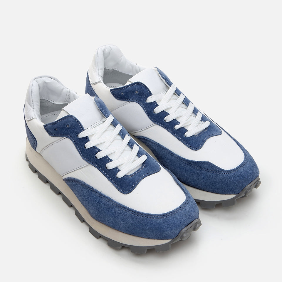 Genuine Leather Blue Men's Sneakers