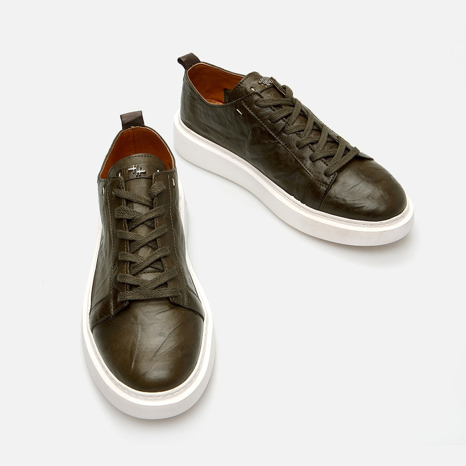 Genuine Leather Green Men's Casual Shoes