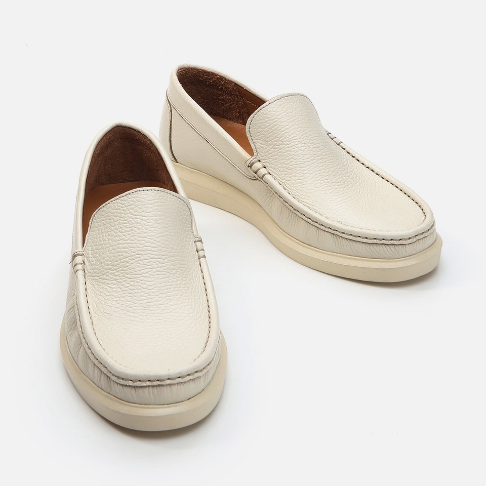 Genuine Leather Beige Men's Loafer